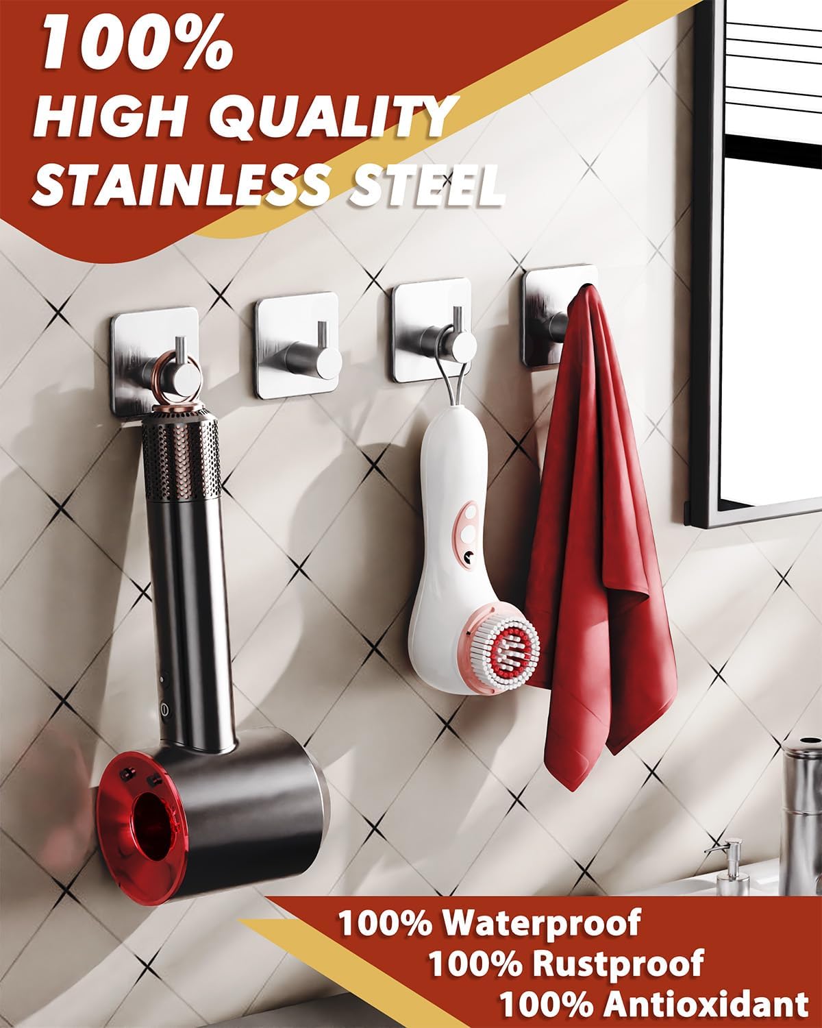 Thumbnail 1 de Auxmir 5 Pack Self Adhesive Hooks 10kg 🪝