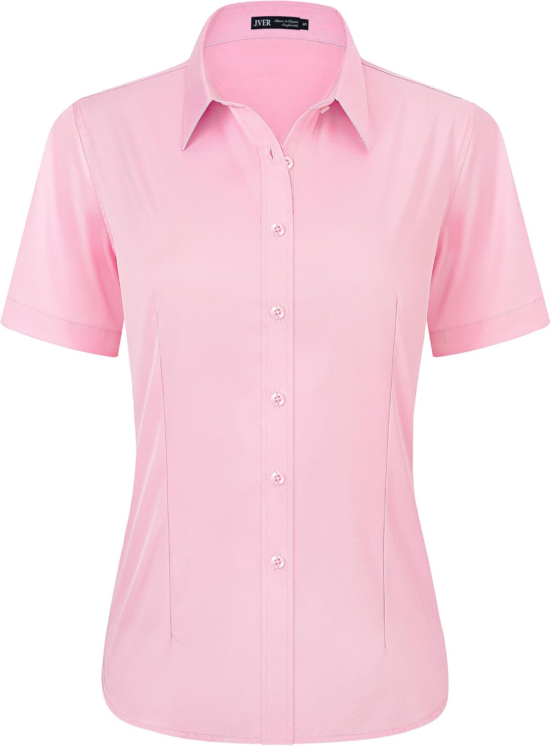 Detalle de J.VER Damen Bluse Kurzarm Casual Businessbluse Regular Fit – Knitterfrei, Bügelleicht