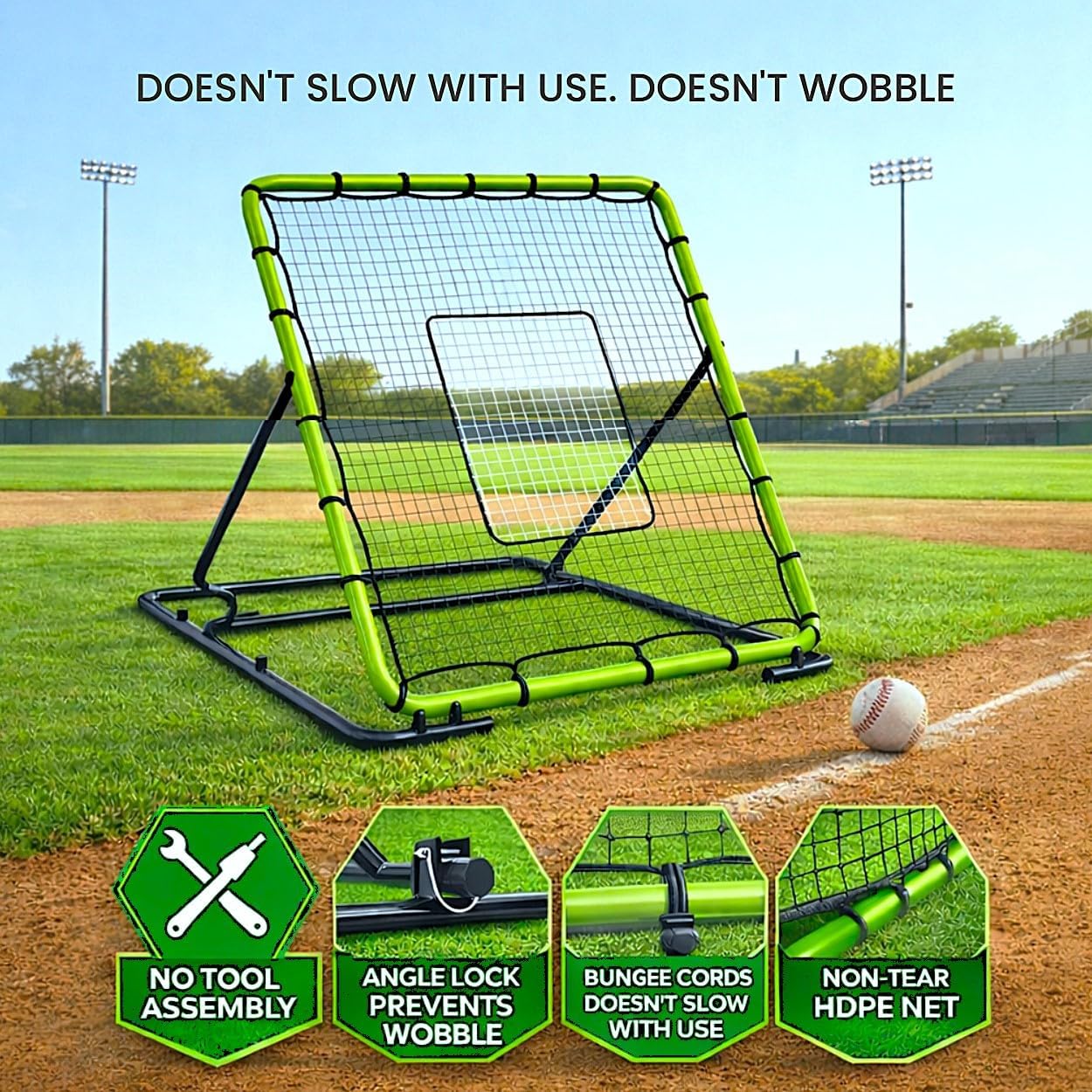 Detalle de Baseball Rebounder Net 4x4.5 Ft Pitchback Trainer