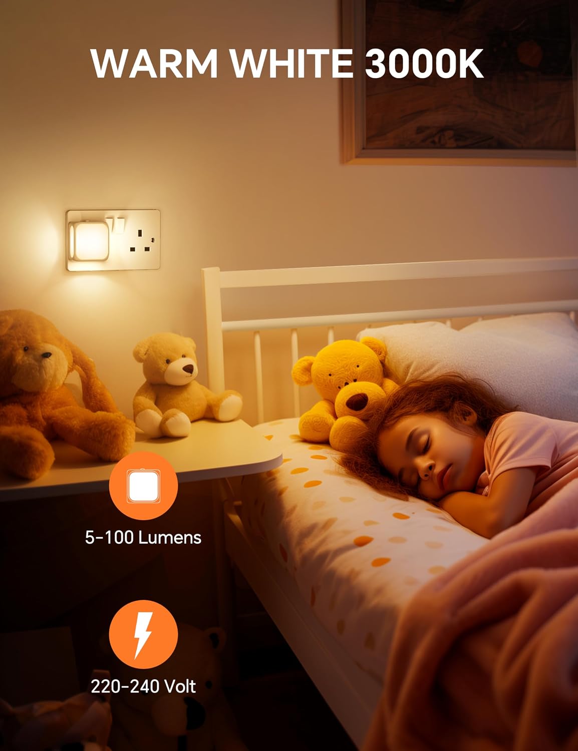 Detalle 2 de PURSNIC Night Light Plug‑in Wall 3000K LED 🌙