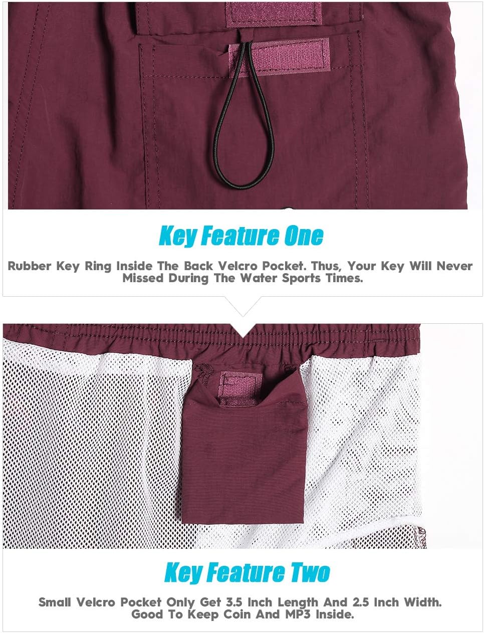 Thumbnail 3 de maamgic Men’s 5-inch Swim Trunks with Mesh Lining – Quick-Dry Nylon Swim Shorts