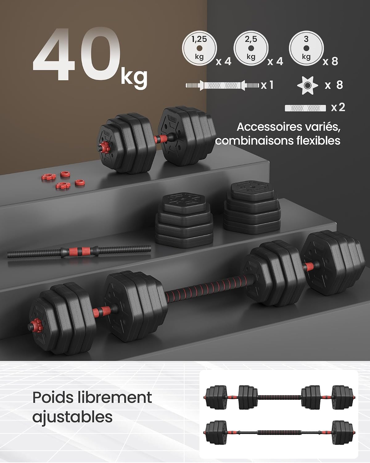 Thumbnail 3 de SONGMICS Set d’haltères hexagonales pour musculation 🏋