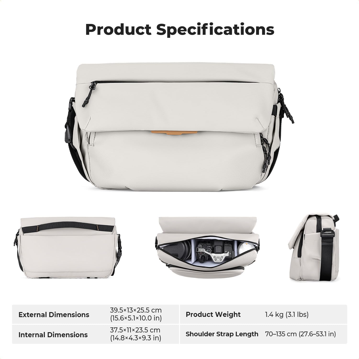 Thumbnail 6 de K&F CONCEPT Borsa a Tracolla per Fotocamera: 10L, protezione e praticità per trasportare corpo, obiettivi e notebook