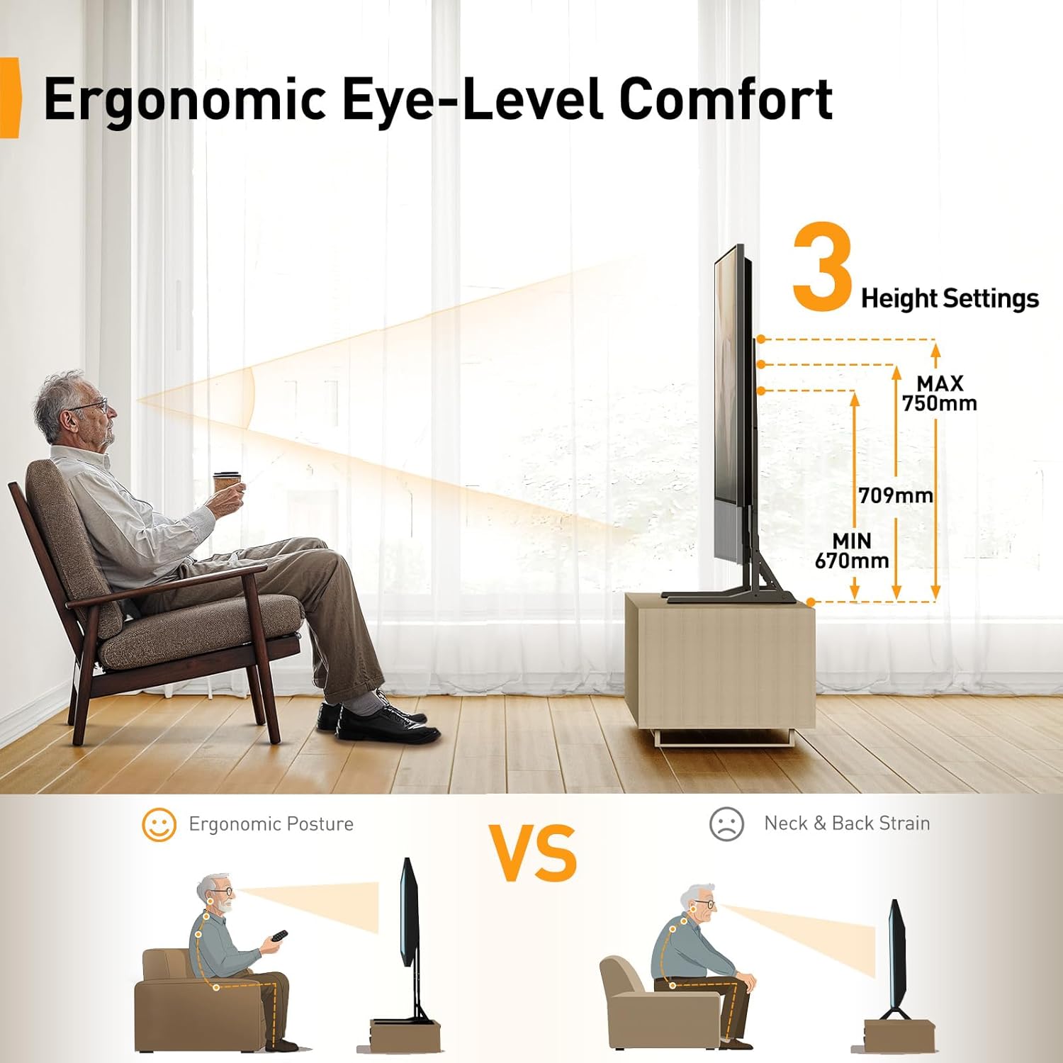Thumbnail 3 de Perlegear Universal TV Stand for 22–70 inch TVs