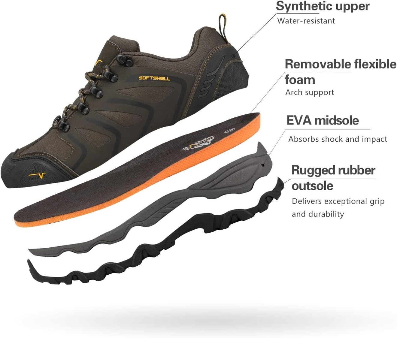 Thumbnail 3 de NORTIV 8 Herren wasserdichte Wanderschuhe Low Top – leichte Outdoor- und Trekking-Trailschuhe