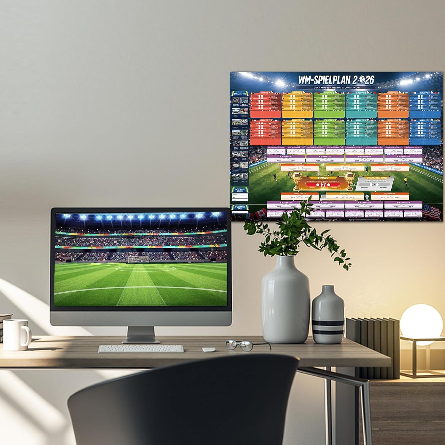 Thumbnail 4 de AhfuLife Großes Fußball-Poster 2026 | 100 x 70 cm – WM-Planer für Fans