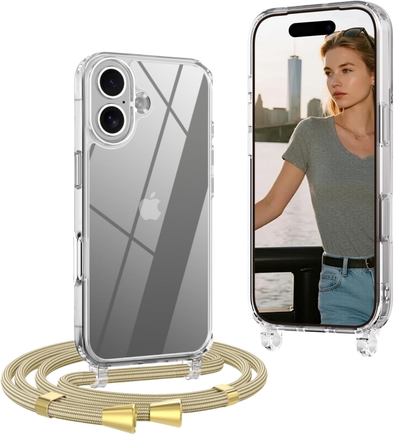 Thumbnail 6 de Coque avec cordon OLEPHY pour iPhone 15 Pro Max 6,7" (tour de cou ajustable, anti-chocs/anti-rayures) – Vert matcha