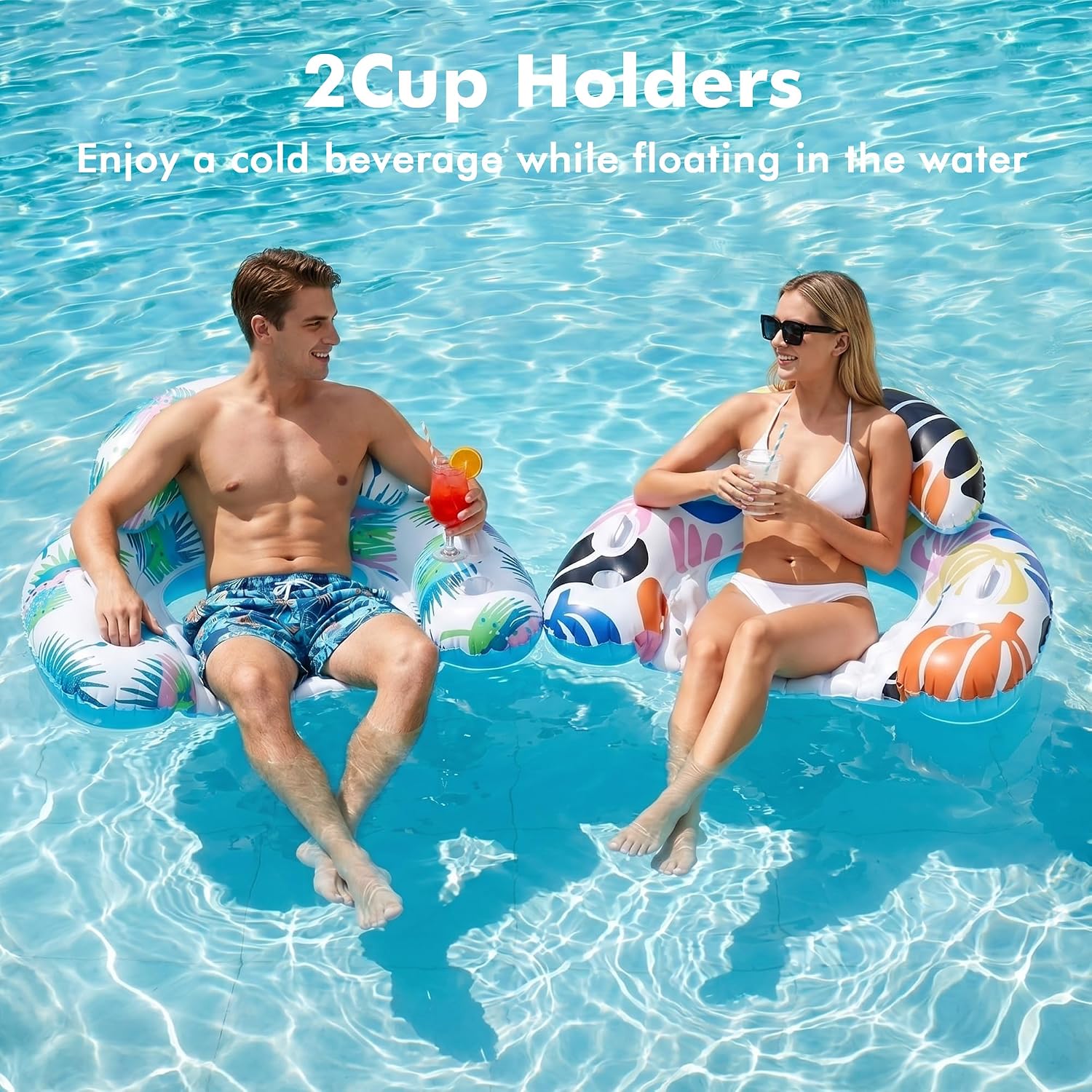 Thumbnail 2 de OKSUWATER 2-Pack Adult Pool Float Chairs with Cup Holders & Handles