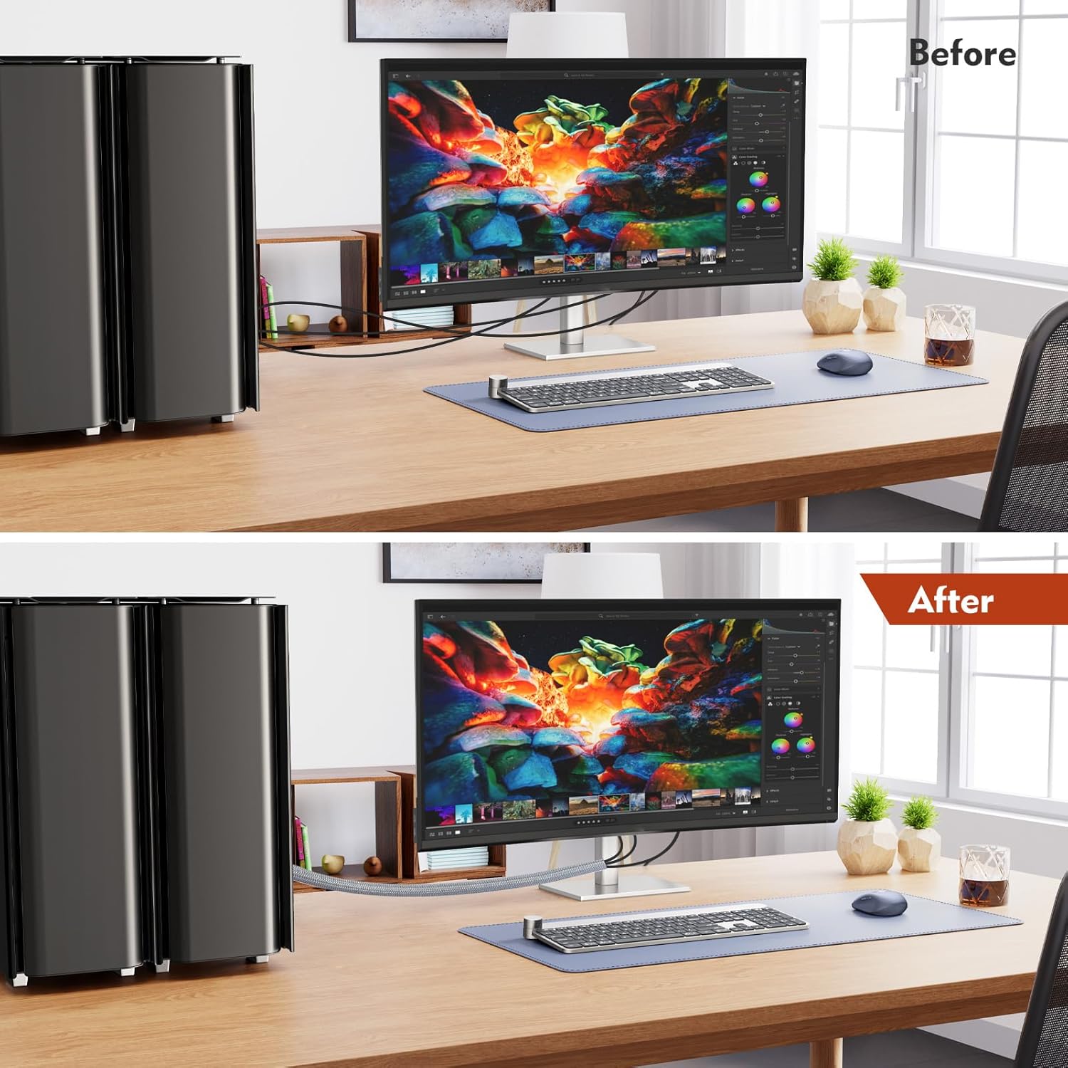Detalle de Romon 6m Kabelschlauch 13–22 mm Zuschneidbar – Selbstschließend, flexibler Gewebter Kabelmantel, Spiralschlauch für TV, PC, Heimkino, Auto, Grau
