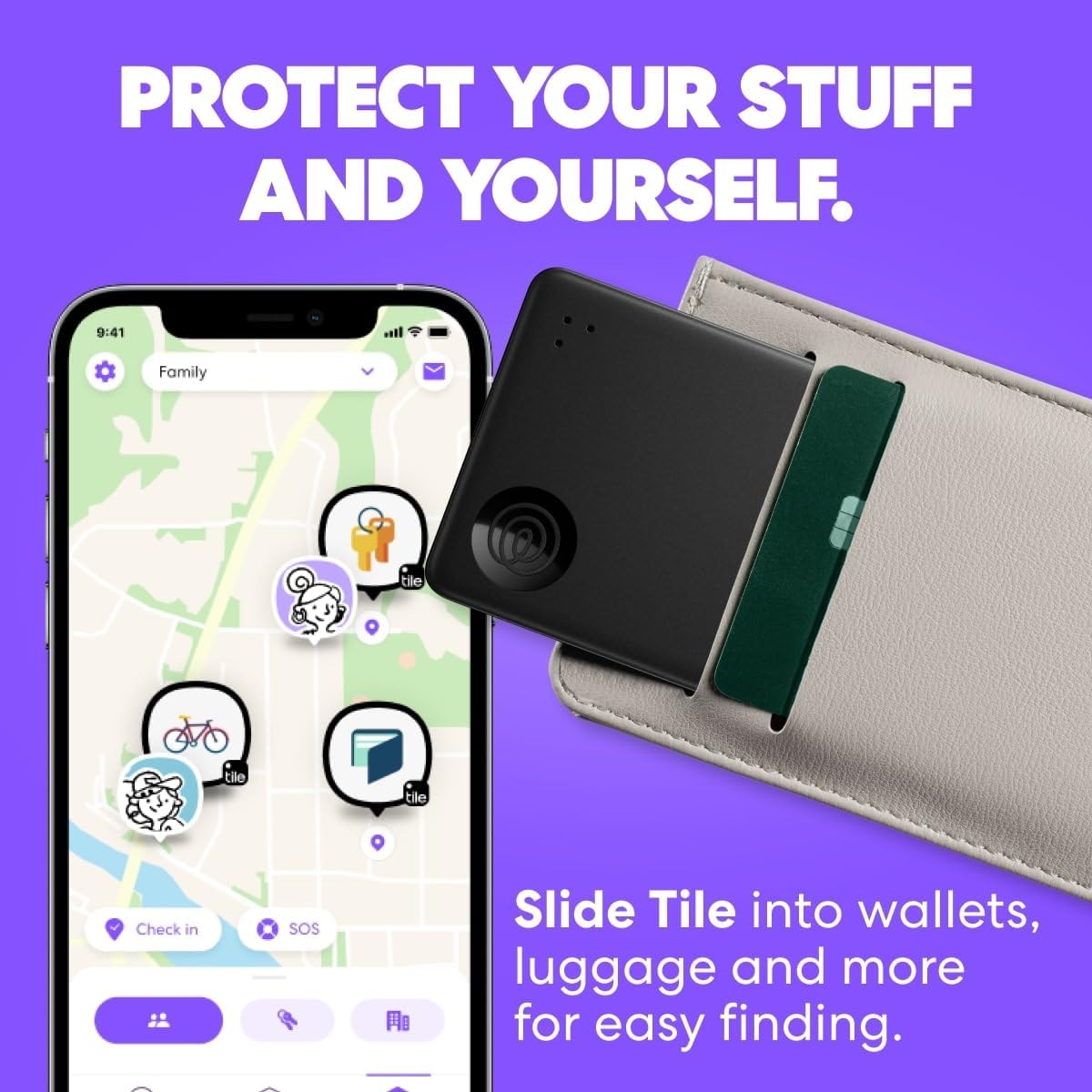 Thumbnail 1 de Tile by Life360 Slim Wallet Finder Bluetooth tracker (Aqua Lemon) – 1-pack