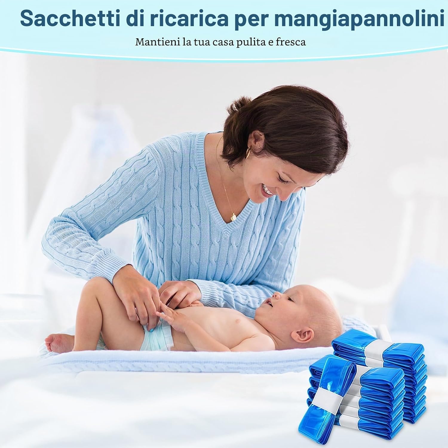 Detalle de Ricariche Mangiapannolinii Parpat da 4,5 m (12 pezzi) antiodore e rinforzate per Littycat, Twist & Click