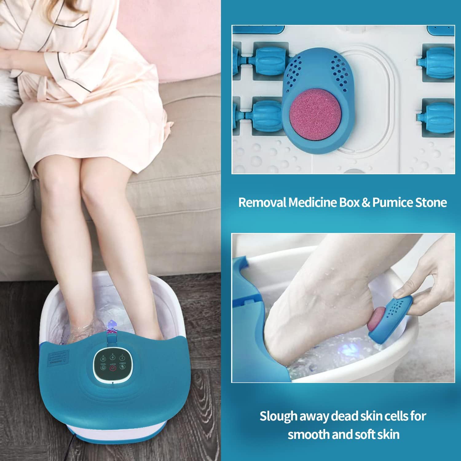 Thumbnail 4 de KNQZE Foot Spa and Massager with 16 rollers