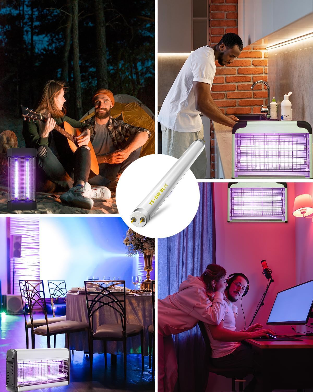 Detalle de BrightArk T5-6W-BL ersättningslampor till insektsdödare, 6 W, 365 nm, 2-pack