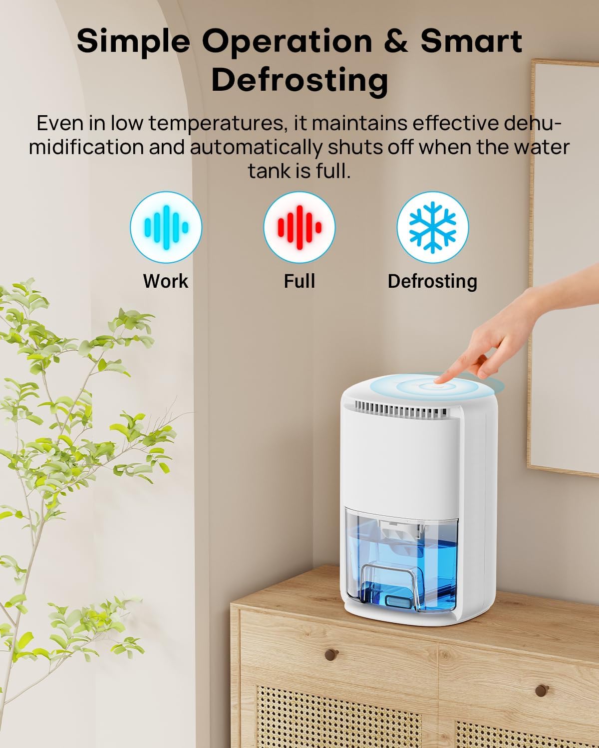 Thumbnail 2 de Portable Dehumidifier for Home (350ML/Day) with 3 Modes, Timer & 1200ML Tank