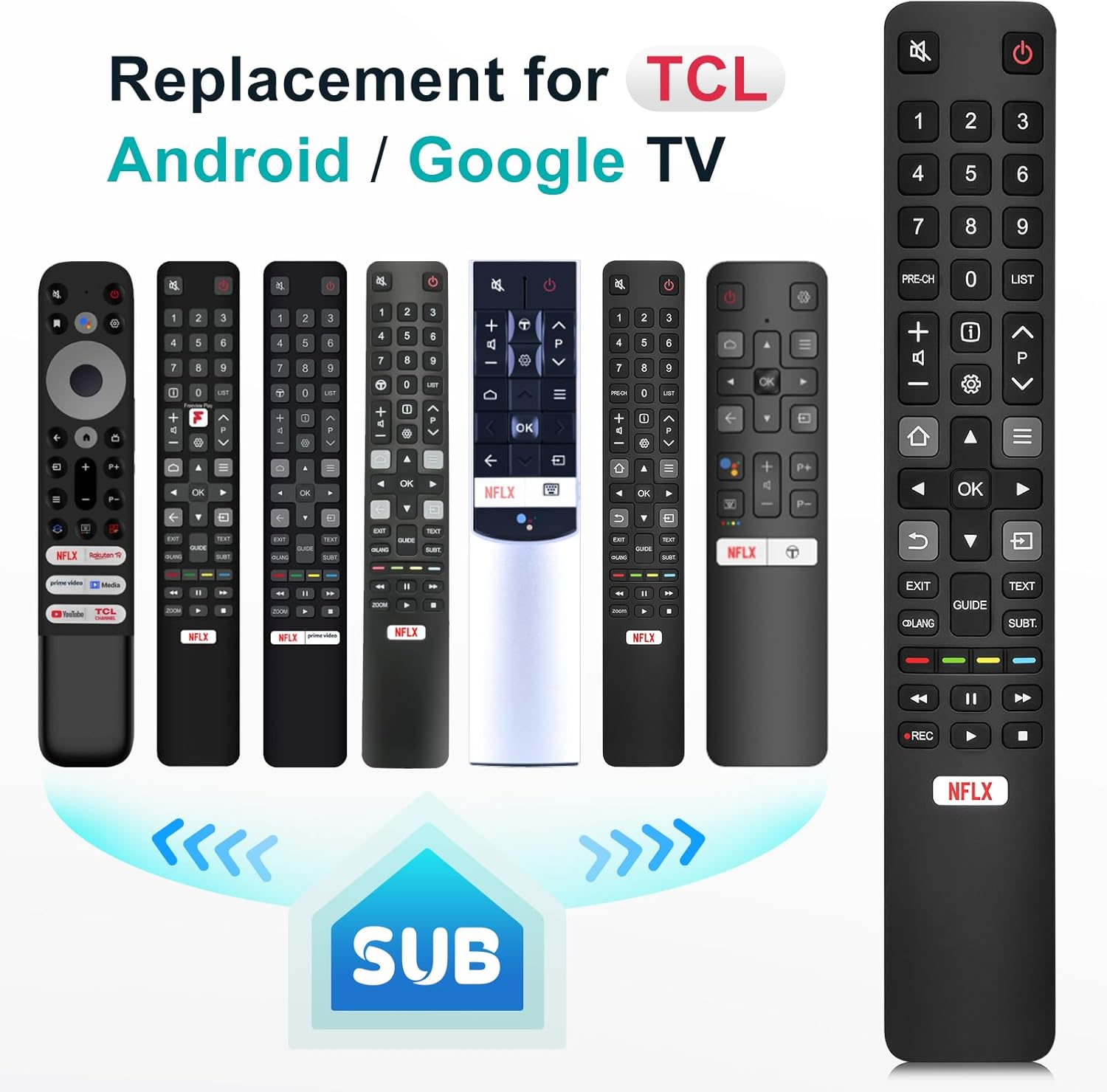 Thumbnail 1 de RC802N Universal Remote for TCL Smart TVs (TCL Google/Android TV) – Remote-Control-for-TCL-Smart-TV
