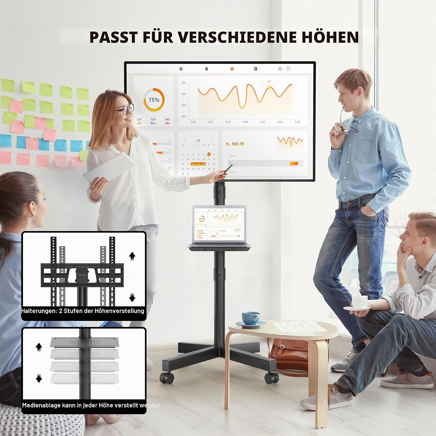 Detalle 2 de BONTEC TV Ständer höhenverstellbar 24–60"