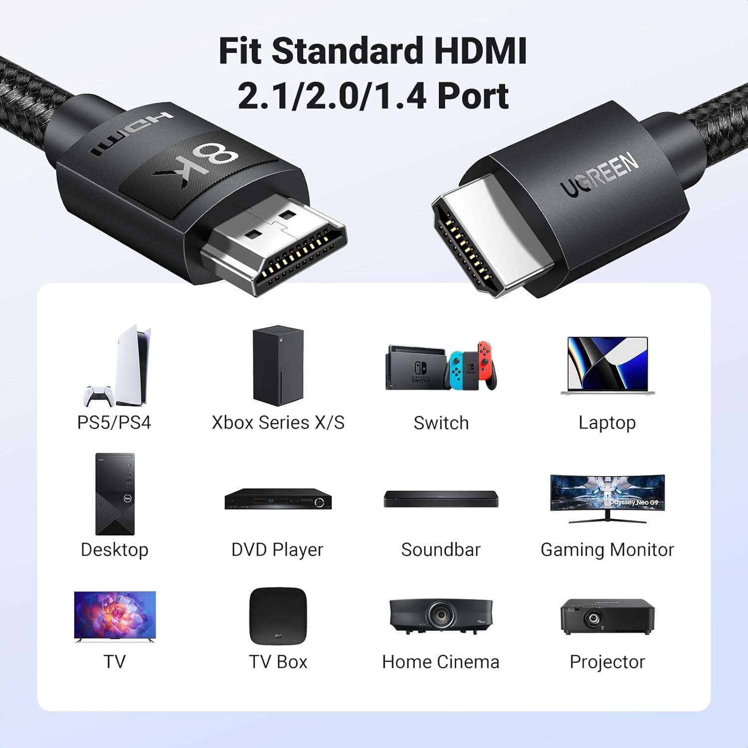 Thumbnail 6 de UGREEN 10K 8K 60Hz Câble HDMI 2.1 Certifié – Ultra Haute Vitesse 48 Gbps, eARC et VRR