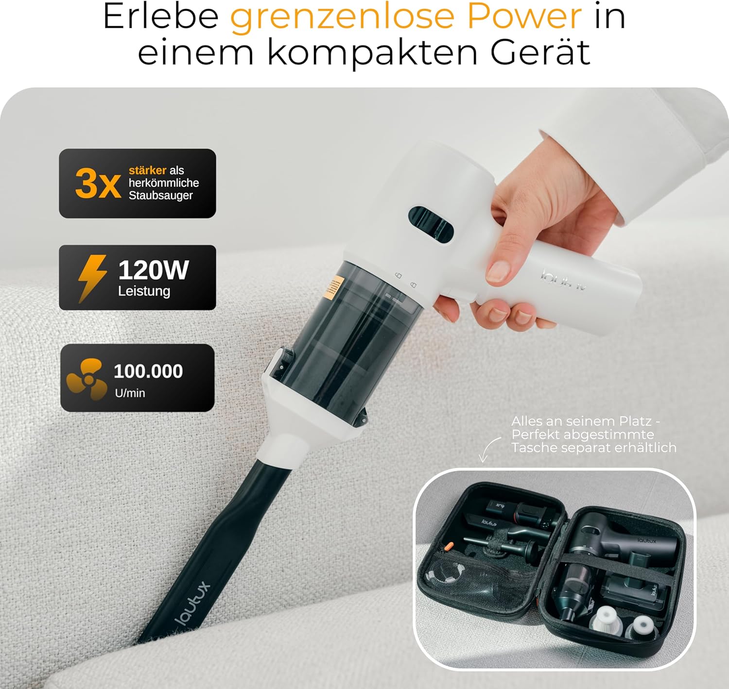 Thumbnail 1 de lautux Turbotastic Pro 2 Handstaubsauger 60 Min 🧹