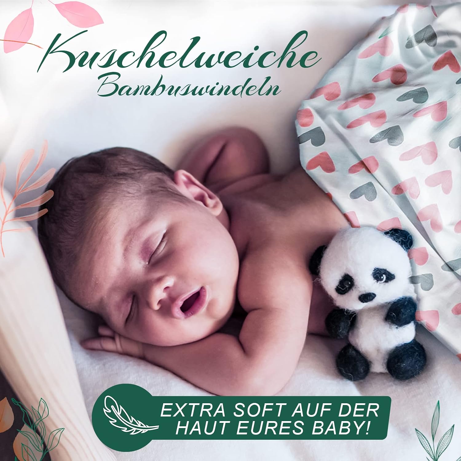 Thumbnail 5 de Tabalino Kuschelweiche Bambus Mullwindeln Spucktücher, 4x 80x80 cm + 1 Schmusetuch – Molton/Marke Tabalino