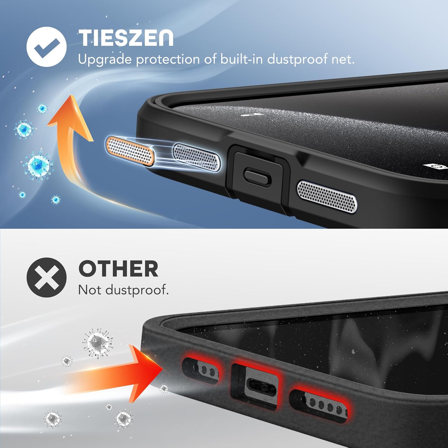 Thumbnail 6 de TIESZEN iPhone 15 Pro Max Case with MagSafe + Privacy Screen Protector (6.7-inch), Black