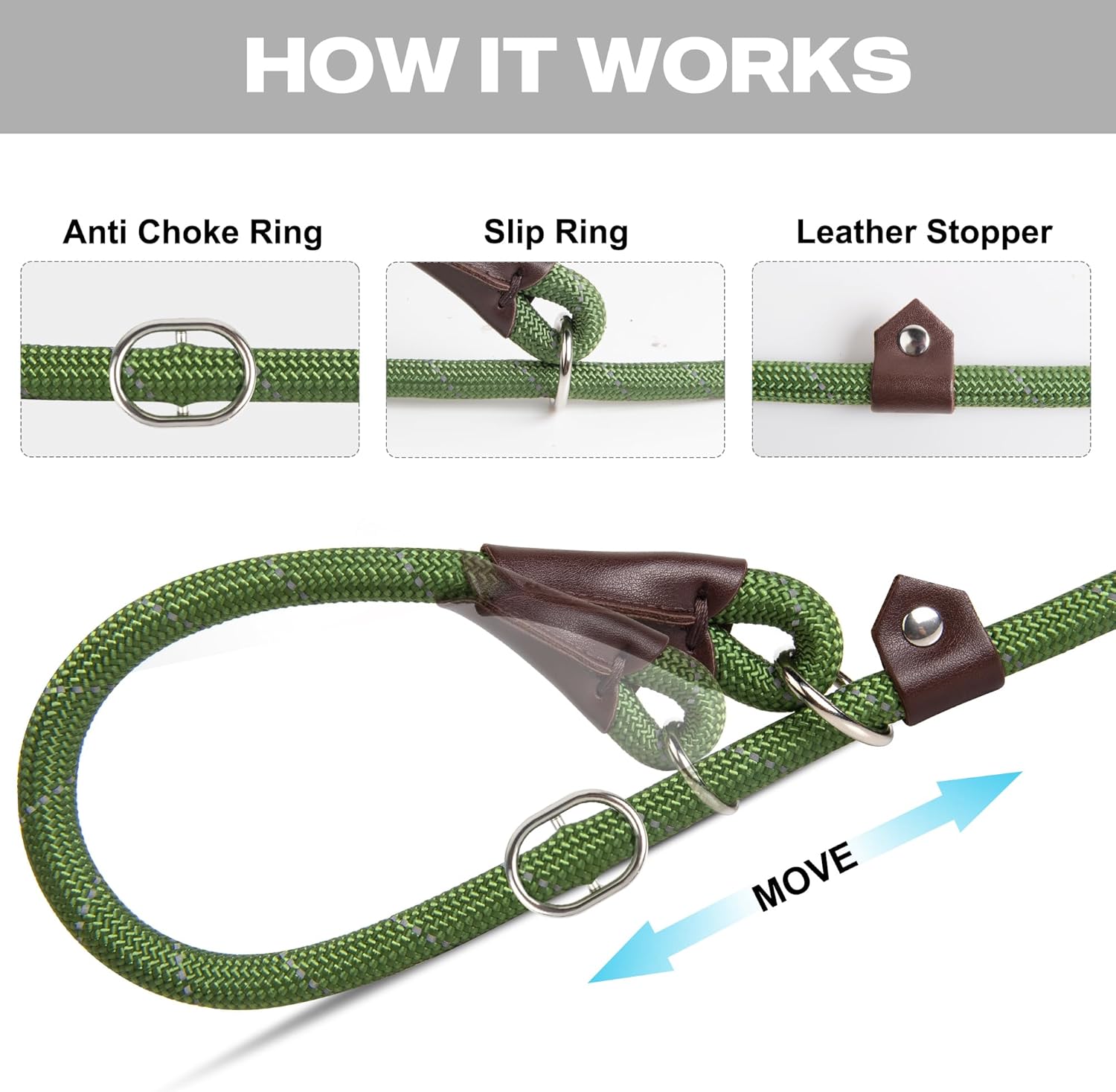 Detalle 2 de Fida Slip Lead 1.8m — Slip-On Rope Leash for Dogs