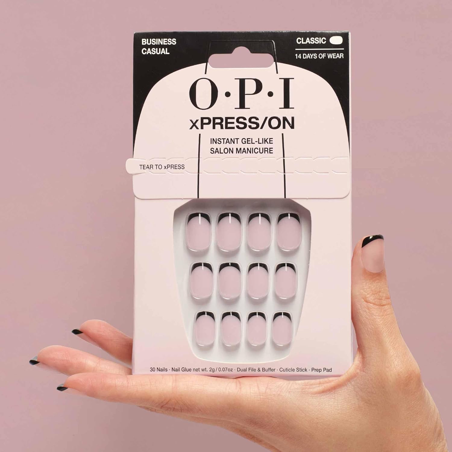 Thumbnail 5 de OPI xPRESS/ON Press On Nails – French Tip & Pattern Designs (Long & Short, Round & Oval) with Nail Glue