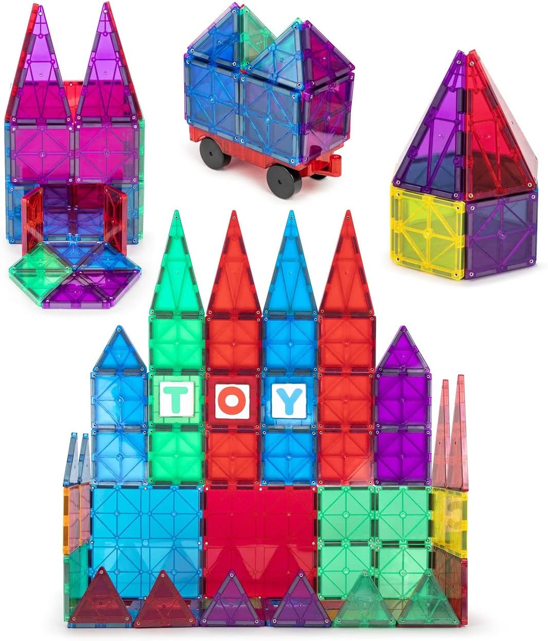 Detalle de Playmags Clear Colors – kolorowe płytki magnetyczne do budowania z autem