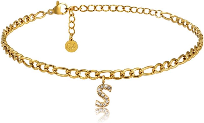 Detalle de Cavigliera d'oro GD GOOD.designs con lettere impermeabili e regolabile 22–27 cm