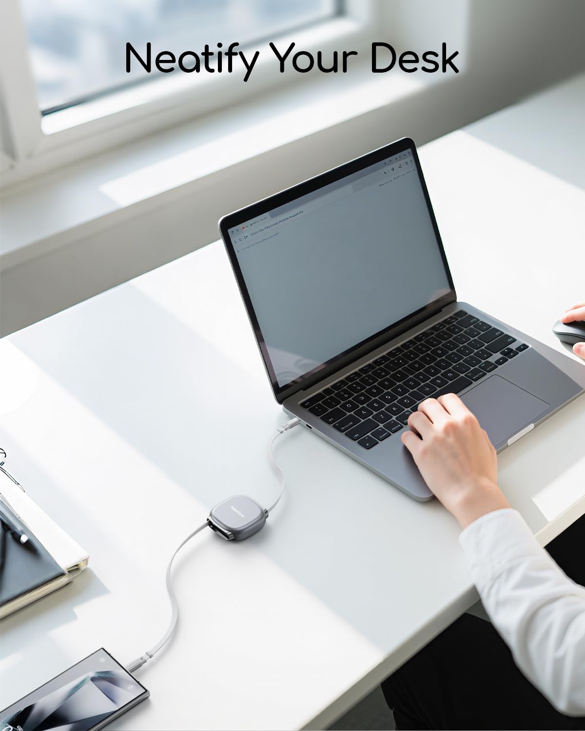 Thumbnail 3 de VisionSync 240W USB‑C Kabel einziehbar (1 m, 2er‑Set) mit PD3.2