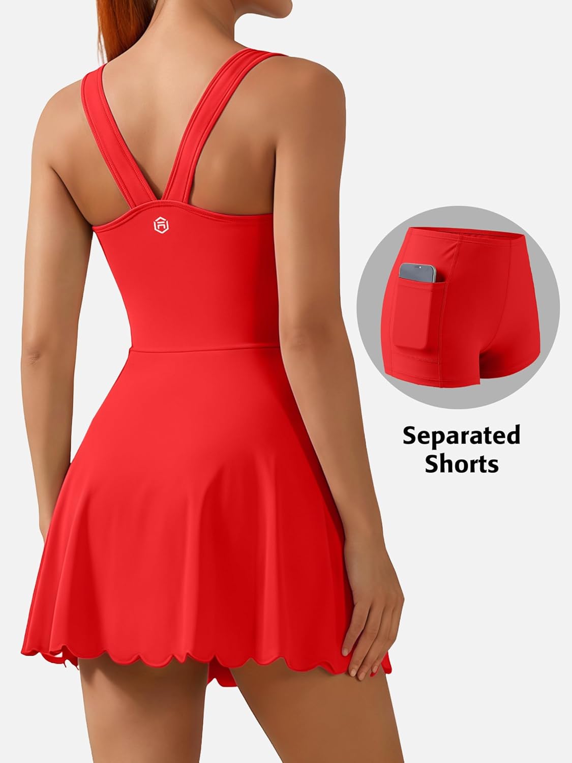 Thumbnail 3 de ATTRACO Women’s Tennis Dress with Detached Shorts, Removable Bra & Pockets