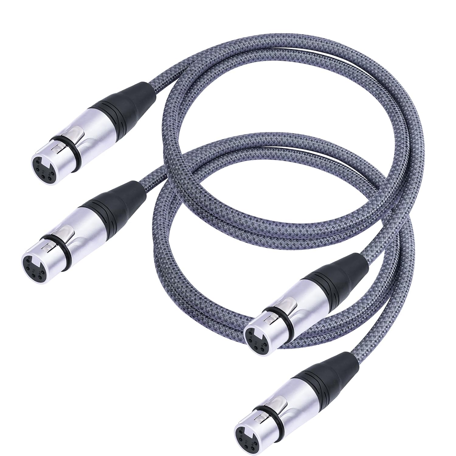Detalle de HUALEU GY5FF-180 5-Pin DMX512 XLR Cable, 6 ft, 2-Pack