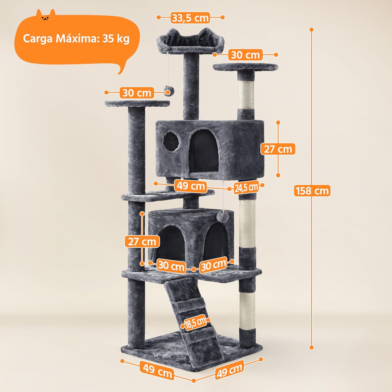 Detalle de Yaheetech Árbol Rascador 158 cm para gatos