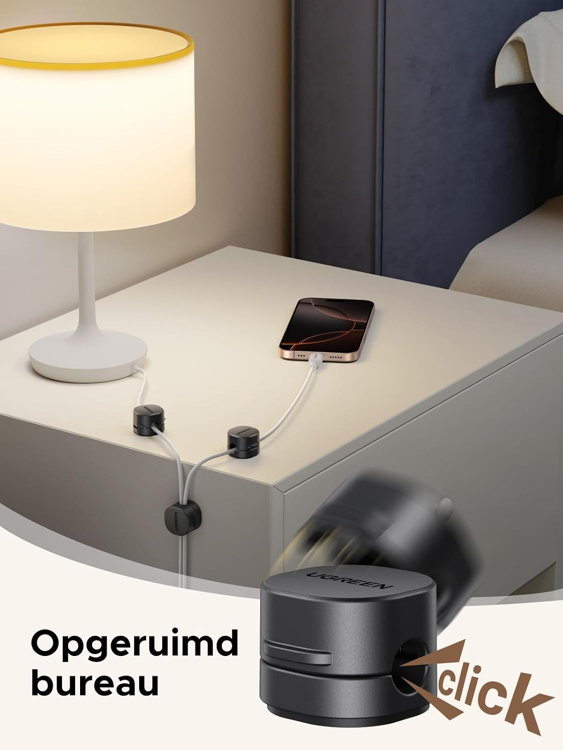 Detalle de UGREEN 6-delige magnetische kabelhouders, zelfklevend en geschikt voor kabels tot 7,5 mm
