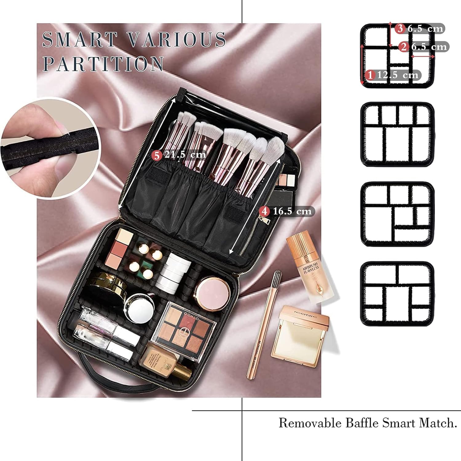 Detalle de Joligrace Oxford Makeup Bag with Adjustable Compartment (Oxford fabric cosmetic organiser)