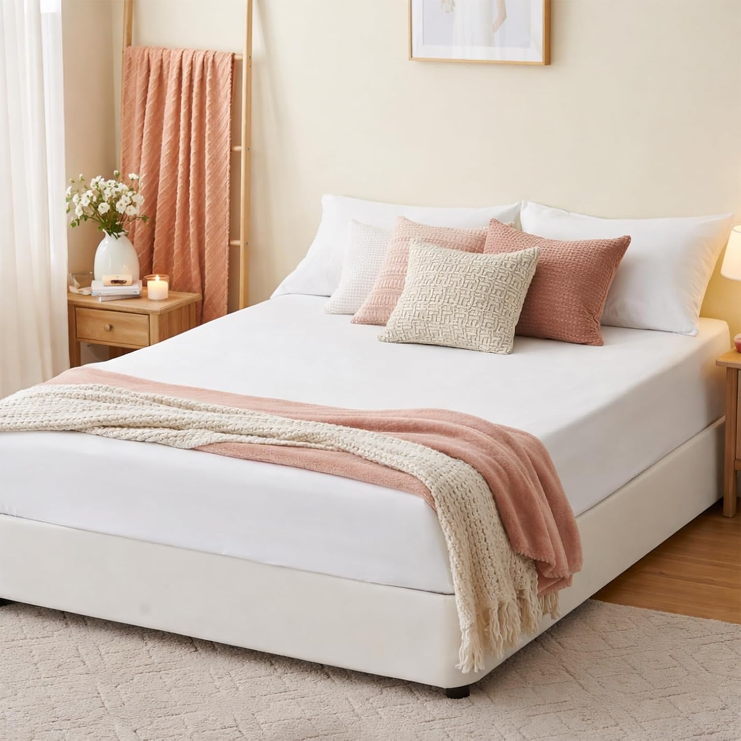 Thumbnail 1 de RUIKASI Superking Deep Fitted Sheet (Extra Deep Pocket) in White microfibre