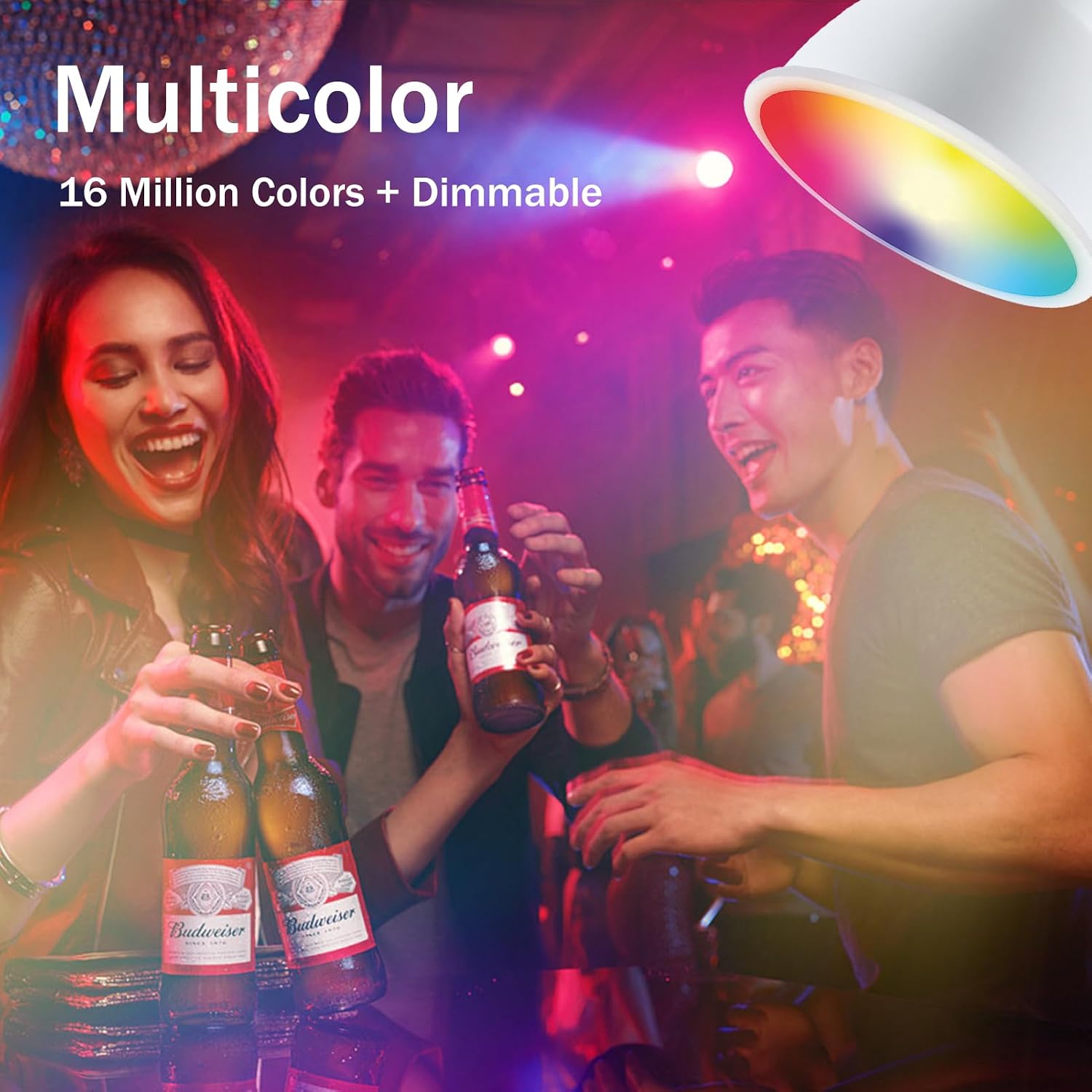 Detalle 2 de HARPER LIVING SMTB04 GU10 Smart Wi-Fi LED Bulb, RGB, Dimmable, 400 lm