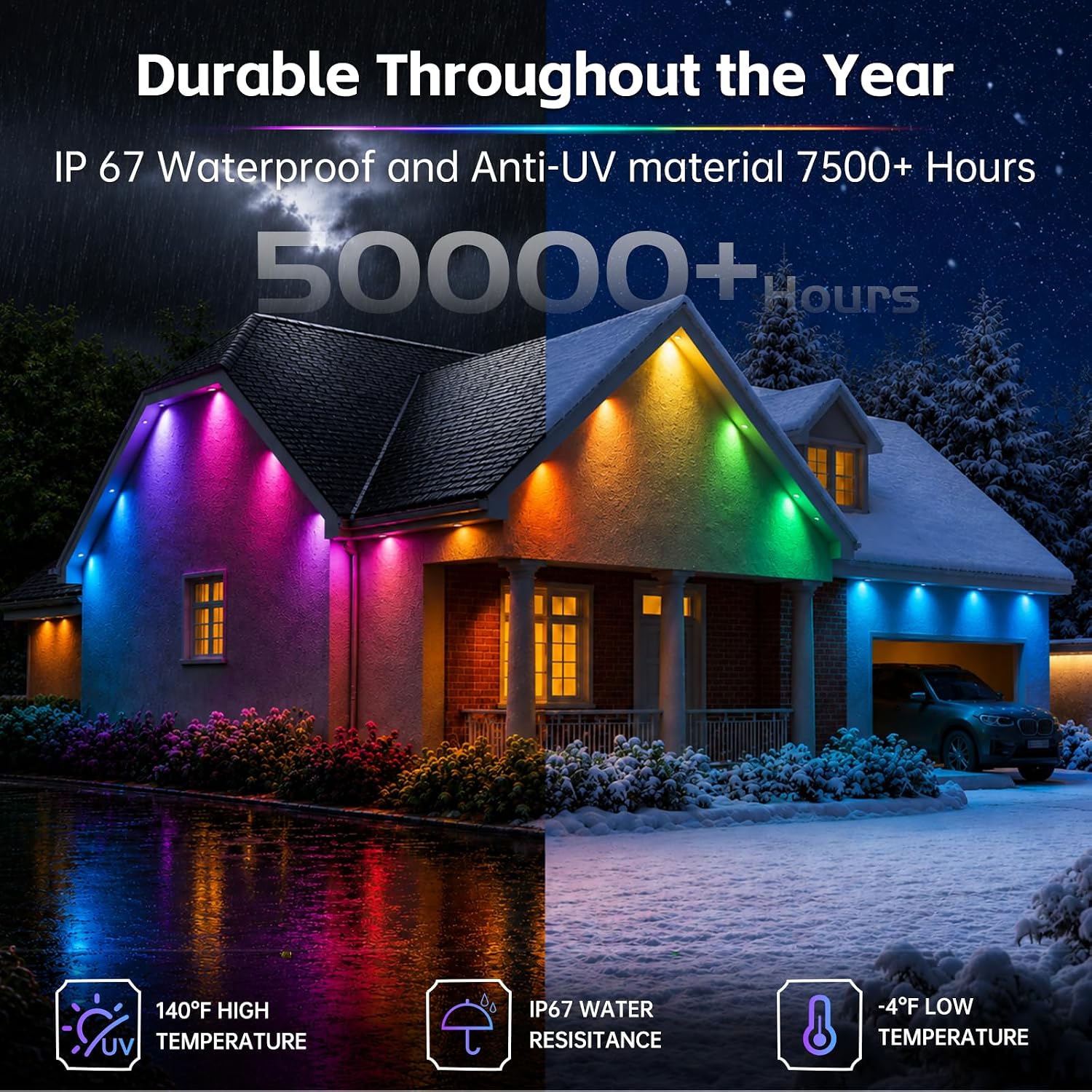Thumbnail 5 de OiQii Light-005 Permanent Outdoor Lights, RGB+IC, IP67, App and Remote Control