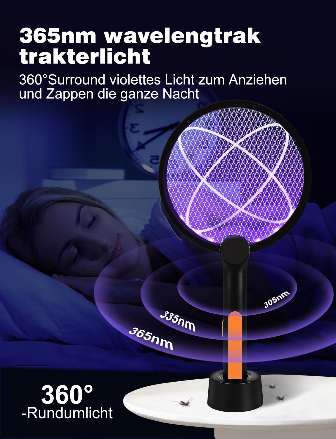 Thumbnail 2 de Bavmosek 4000V Elektrische Fliegenklatsche mit Ladestation – 2 in 1 USB, 1800 mAh Akku