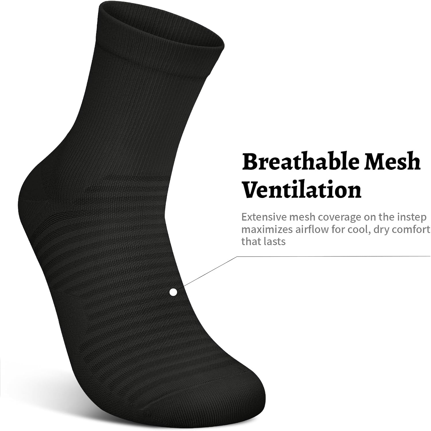 Detalle de Compression Running Ankle Socks (6 Pairs) for Men and Women – Quarter Athletic Socks for Running, Cycling, Golf, Work
