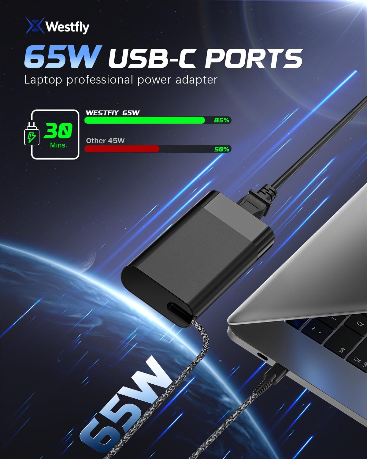 Thumbnail 1 de Westfly USB-C Laptop Charger 65W