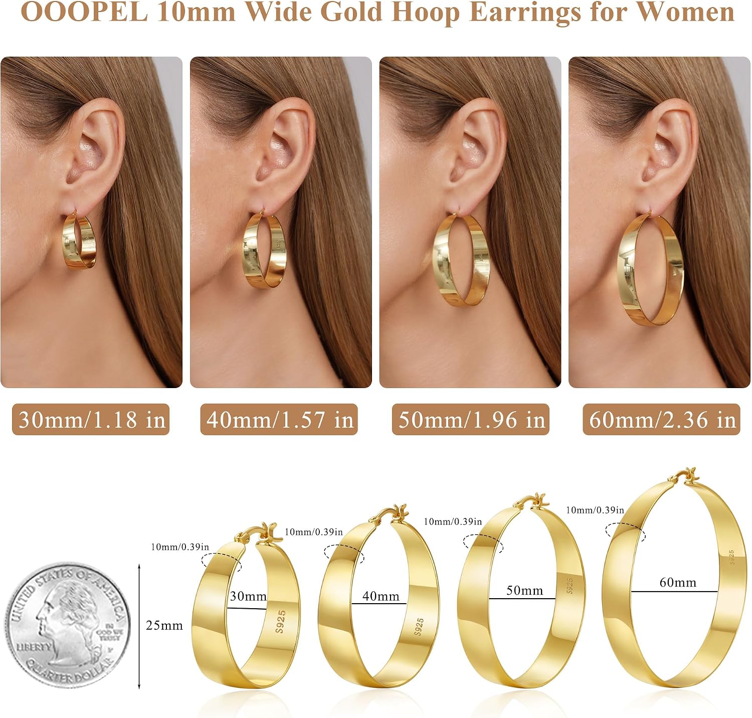 Detalle 1 de OOOPEL Hoop Earrings, 10mm Wide