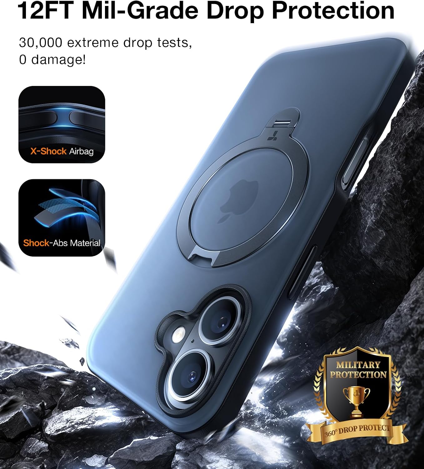 Thumbnail 4 de TORRAS Ostand Q3 Spin for iPhone Case – 360° Rotating Ring Stand with MagSafe, 12FT Drop Protection