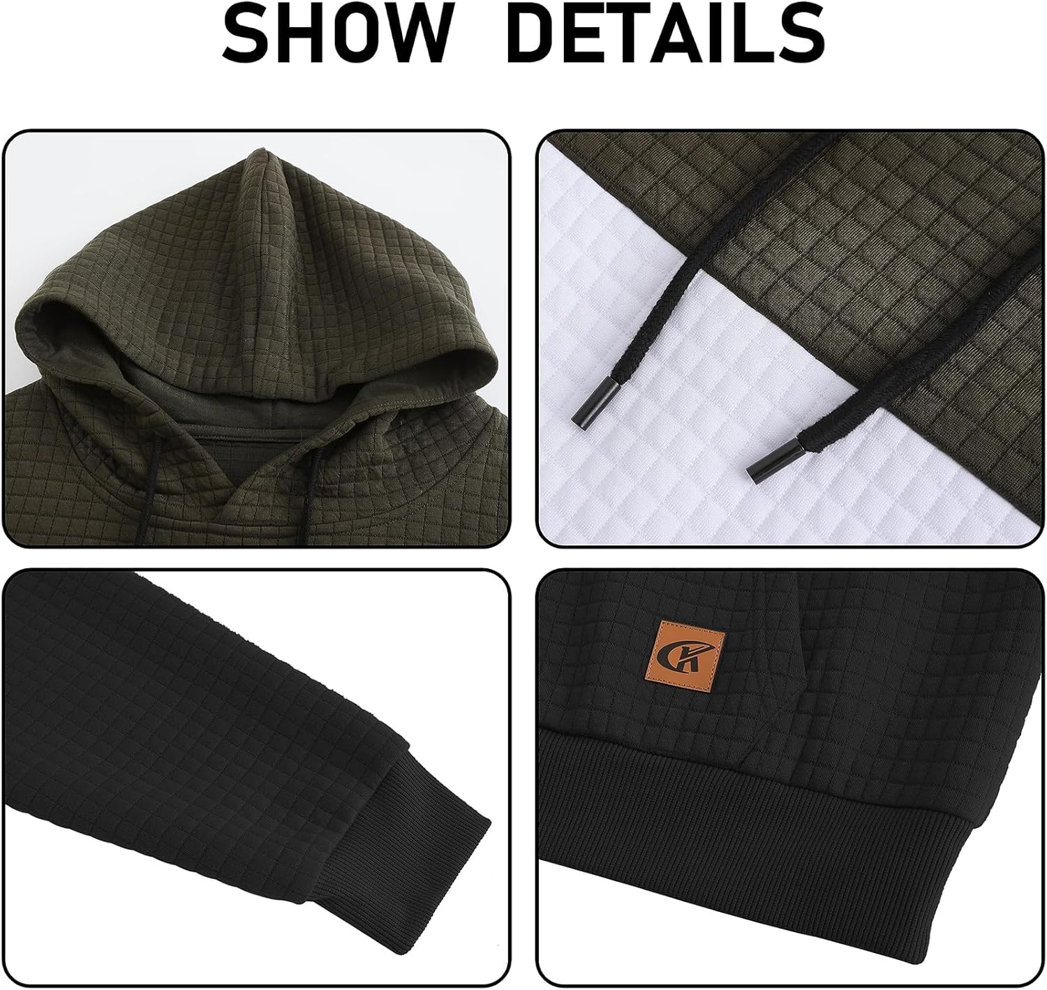 Thumbnail 4 de YuKaiChen Herren Patchwork-Hoodie Langarm Jacquard mit Taschen – Farbblock Pullover