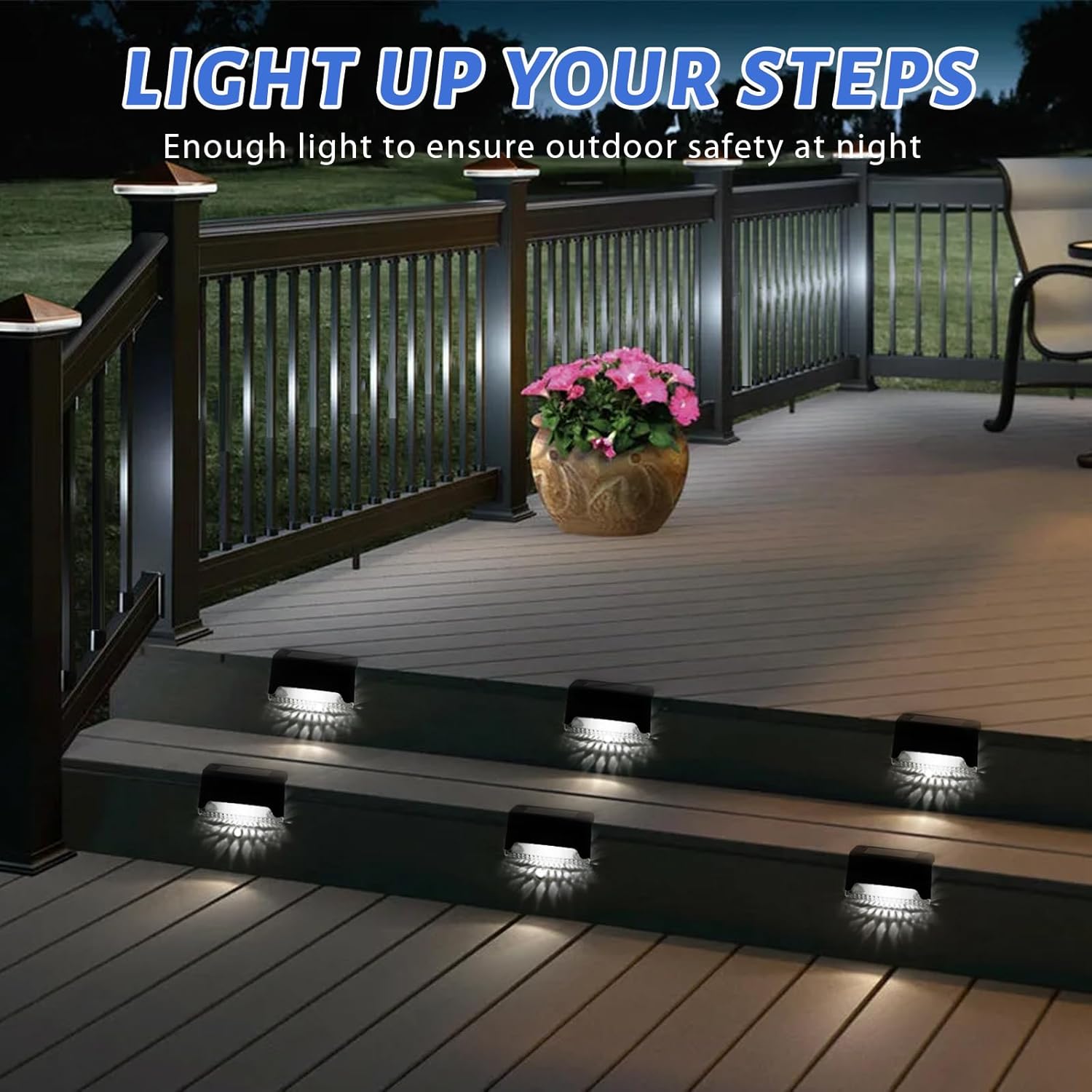 Thumbnail 3 de Caldarax 8 Pack Solar Fence Lights Garden – Cool White LED, Waterproof Outdoor Step Lights