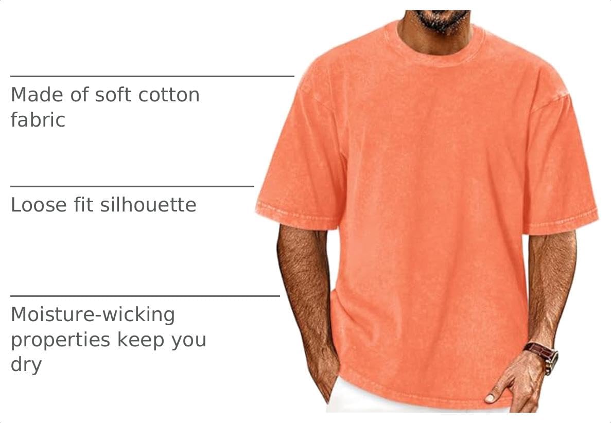 Thumbnail 3 de Oversized Tshirts for Men Short Sleeve Vintage Washed Basic Loose Tees 2026