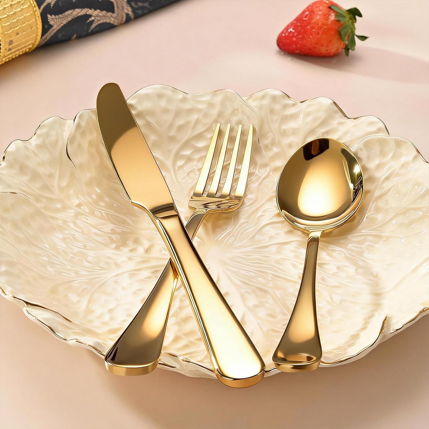 Thumbnail 6 de Gold Stainless Steel Flatware Set for 20