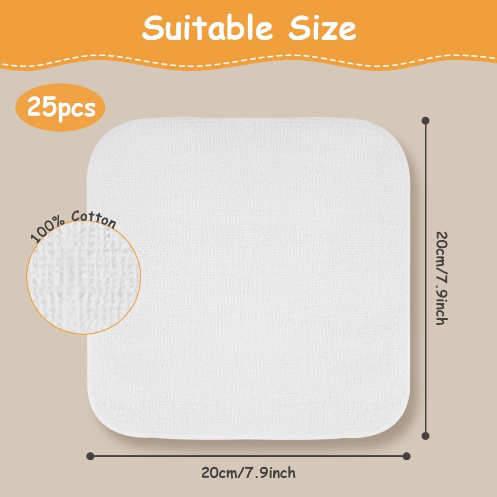 Detalle 2 de Aomig Lingettes Lavables Éponge pour Bébé – Serviettes Réutilisables Coton Terry 20x20 cm