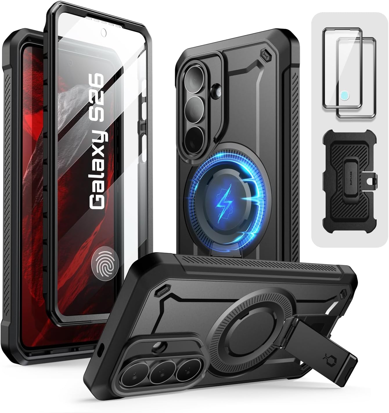 Detalle de SUPCASE UB Pro Mag for Samsung Galaxy S26 — Stand Case with Built-in Screen Protector, MagSafe Ready, and Rotating Belt Clip