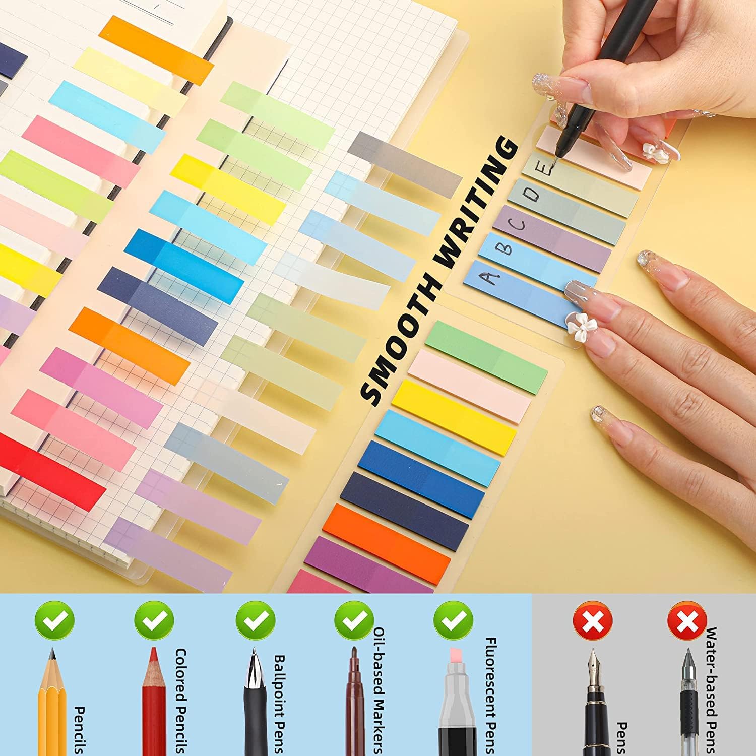 Thumbnail 6 de Newplenty zelfklevende tabs, 2.800 stuks in 14 kleuren, transparant PET