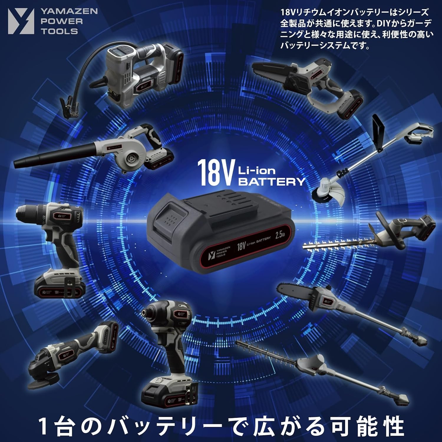 Detalle de 山善 YCH-18V 18V共通バッテリーシリーズ用充電器 DC18V・3.0A